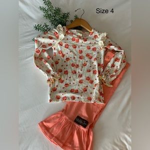 Matilda Jane size 4 ruffled pants and long sleeves shirt
